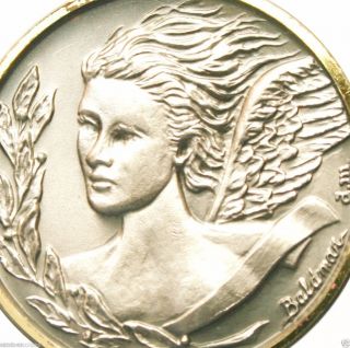 Portrait Lady Angel - Vintage Art Medal Pendant Signed Baldman photo