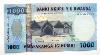 Banknote Rwanda 1000 Francs 2008 Unc Cond. photo