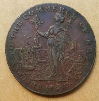 1794 Great Britain Lincolnshire Spalding Half Penny Conder D&h 5 Almost Unc photo