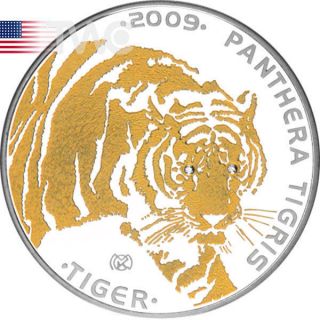 Kazakhstan 2009 100 Tenge Tiger (panthera Tigris) Proof Silver Coin photo
