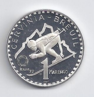 1972 Rare 1 Marengo - Cervinia - Breuil,  Italy Marenghi Del Sole Silver Coin photo