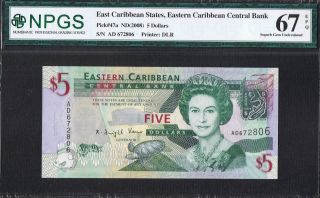 East Caribbean St Pick 47a 2008 5 Dollar Npgs Gem Uncirculated 67 Epq Unc photo