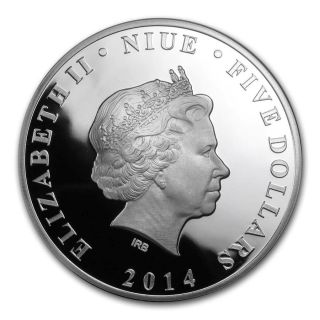 Niue 2014 $5 Dc Comics 75 Years Anniversary Of Batman 2 Oz Silver Proof Coin photo