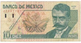 Mexico 10 Pesos Emiliano Zapata 1996 Serie Ae P105b photo