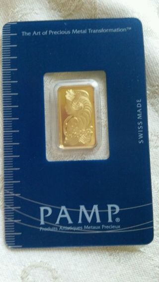 Pamp 5 Gram.  9999 Fine Gold Bullion Bar photo