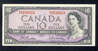 1954 Canada Ten Dollar Note 4 Digit Repeater E/f 45,  Cond Sv6230623 photo
