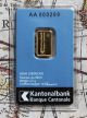 2,  5 Gram 999,  9 Fine Gold Bar,  Cantonal Bank Suisse,  Edition 2016,  Uc Gold photo 1