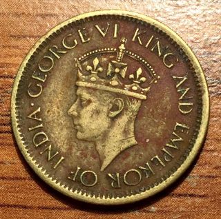 1943 Ceylon 50 Cents King George Vi Nickel Brass Coin - World War Ii Era photo