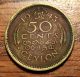1943 Ceylon 50 Cents King George Vi Nickel Brass Coin - World War Ii Era Asia photo 1
