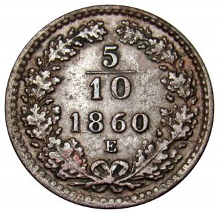 Austria 5/10 Kreuzer Coin 1860 E Km 2182 Rare - photo