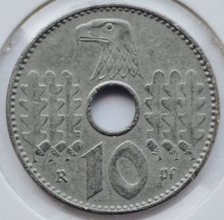 Scarce Germany 1940 A 10 Rpf Reichskreditkassen Brilliant Unc Zinc Coin photo