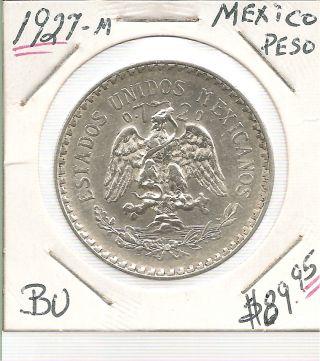 Unc Details 1927 - M Silver Mexico Peso Combined Discounts photo