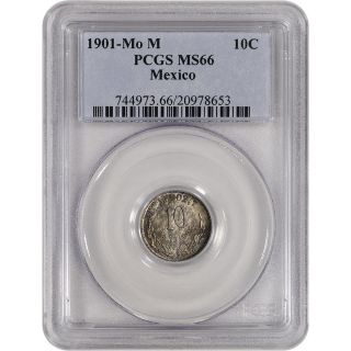 1901 - Mo M Mexico Silver 10 Centavos - Pcgs Ms66 photo