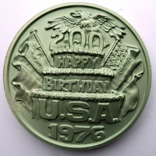 Happy 200th Birthday Usa Token - 1976 Mecca Brushed Green Aluminum Hr Doubloon photo