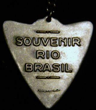Vintage Rio De Janeiro Brasil Brazil Souvenir Arrowhead Shaped Metal Pendant photo