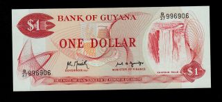 Guyana 1 Dollar (1992) Sign.  8 Pick 21g Unc Banknote. photo