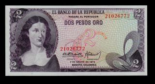 Colombia 2 Pesos 1973 Pick 413a Unc Banknote. photo