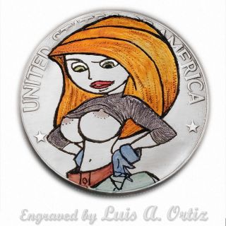 Kim The Spy S841 Ike Hobo Nickel Engraved & Colored Pinup By Luis A Ortiz photo