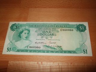 Bahamas 1 Dollar L.  1965 Government Pick 18 B Vf, photo