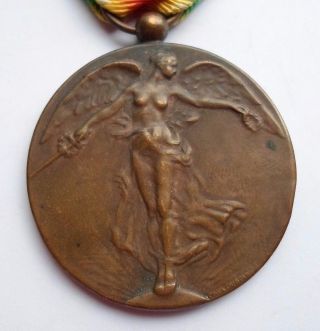Antique Art Nouveau Victory Angel Ww1 Bronze Pendant Medal By Dubois photo