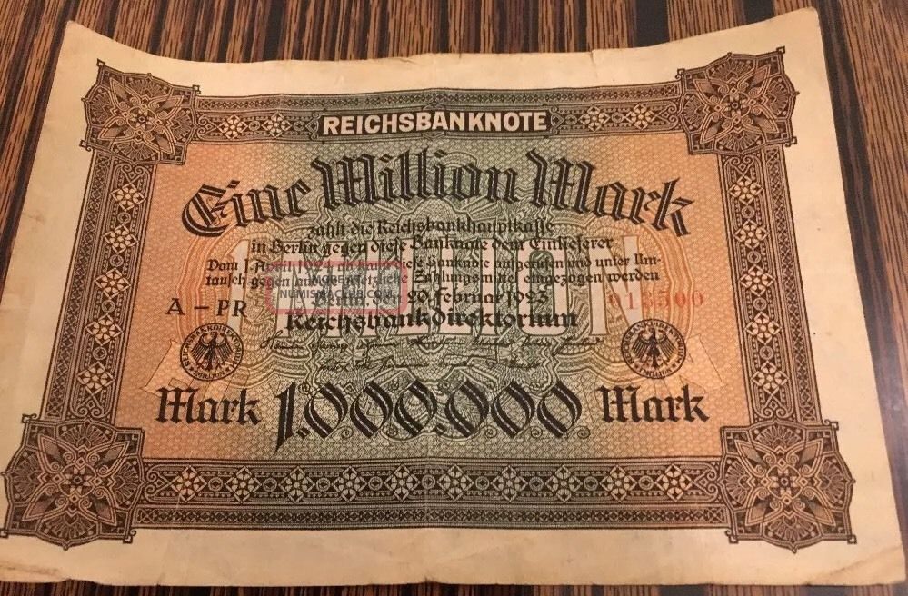 1923 1 Million Mark Germany Currency Reichsbanknote German Banknote Note Money Europe photo