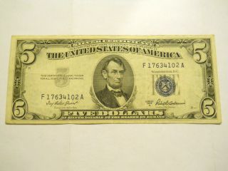 1953a $5.  00 Silver Certificate photo