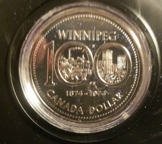 1974 Canadian Dollar - Winnipeg 100th Ann,  In Rcm Case And Box photo