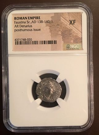 Faustina Ancient Roman Silver Denarius Avgvsta Ngc Certified Extremely Fine Xf photo