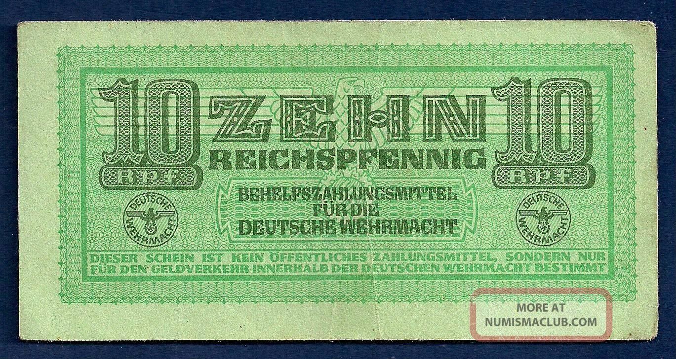 Ww2 German Armed Forces 10 Reichspfennig 1942 M - 34 Military Payment Certificate Europe photo