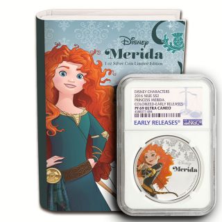 2016 Disney Princess Merida Ngc Pf69 Early Releases Niue 1 Oz Proof Silver Coin photo