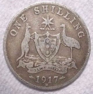 1917 M Australia Shilling Km 26.  925 Silver Coin photo