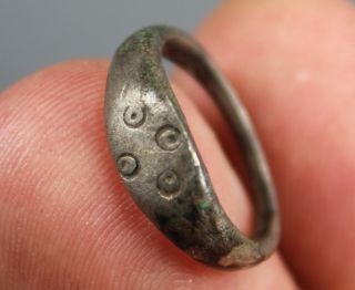 Silver Ring,  Showing Four Circled Dots,  Roman Imperial,  2.  Century A.  D. photo