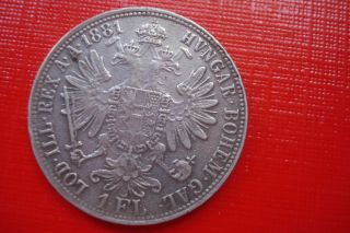 1 Florin 1881 Franz Josef Austra Hungarian Empire Silver 1881 photo