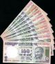 India Rs.  100/ - Fancy/solid No.  111111 - 999999 & 100000 - 900000,  18 Note,  Unc Asia photo 2
