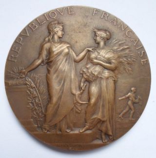 1902 Marianne & Farmer French Agriculture Prize Bronze Medal photo