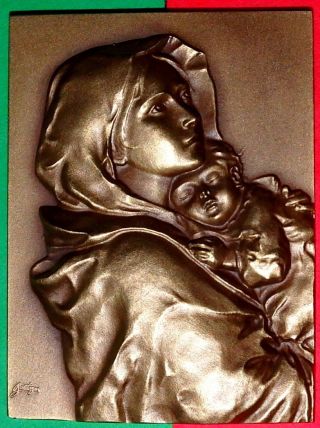 Italian Painter / Ferruzi / Madonnina / Bronze Medal By Baltazar photo