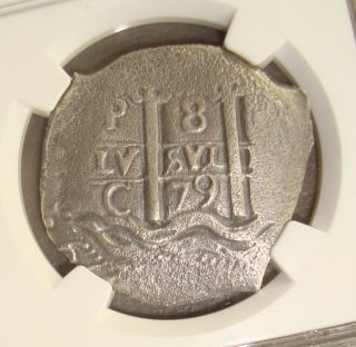 1679 Potosi Bolivia Assayer C Silver 8 Reales Cob From Consolacion Shipwreck Ngc photo
