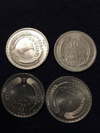 1962,  61,  61,  57.  1 Centesimo E Republica De Chile Condor Foreign World Coin photo