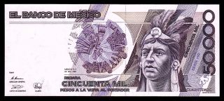 Banco De Mexico 50,  000 Pesos 20 - Dic - 1990 Series Hr,  P - 93b.  Unc.  A3426601 photo