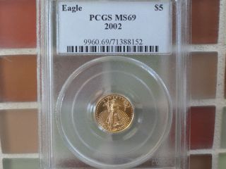 2002 $5 Eagle Gold Pcgs Ms69 Fine Gold photo