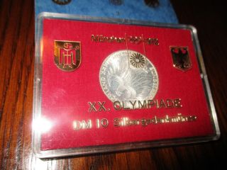 1972 Germany 10 Mark Silver Coin Unc Olympiade In Munchen D512 Pc photo