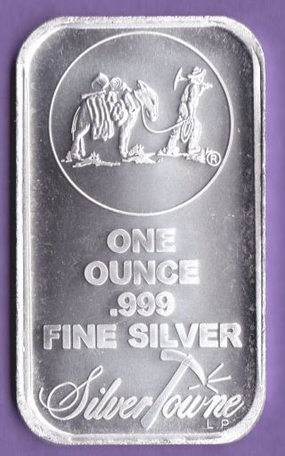 Silver Bar Miner Mule 1oz 999 Fine Silver One Ounce Silver Bullion Silvertowne photo