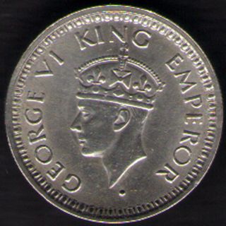 British India - 1945 - George Vi 1/4 Rupee Silver Coin Ex - Rare photo
