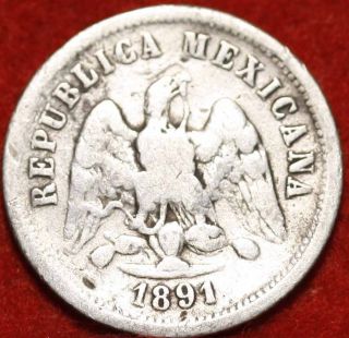 1891 Mexico 10 Centavos Silver Foreign Coin S/h photo