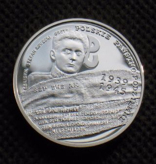 Silver Commemorative 10 Zloty Coin Of Poland - Polish Resistance World War Ii Ag photo