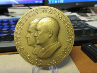 1957 Eisenhower Inaugural Medal By Walter Hancock Bronze Maco 70mm photo