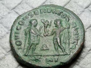 Bronze Diocletian Receiving Victory On Globe Ancient Roman Coin 1646 photo