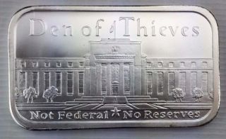 1 Oz.  999 Fine Silver Bar - Silver Shield Series Bar - Den Of Thieves - Limited photo