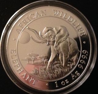 2016 Somali Republic Elephant 1 Oz.  999 Fine Silver Bu In Airtite Bullion Coin photo