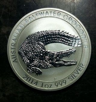2014 Australian Saltwater Crocodile Coin 1 Oz.  999 Silver - Bu. photo